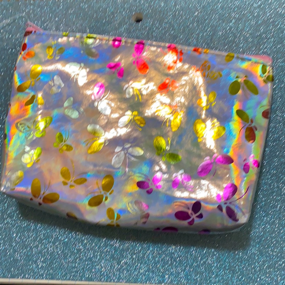 holographic butterfly makeup bag